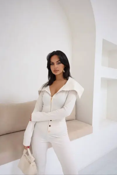Elysian Store-Geniş Yaka Fermuarlı Bluz