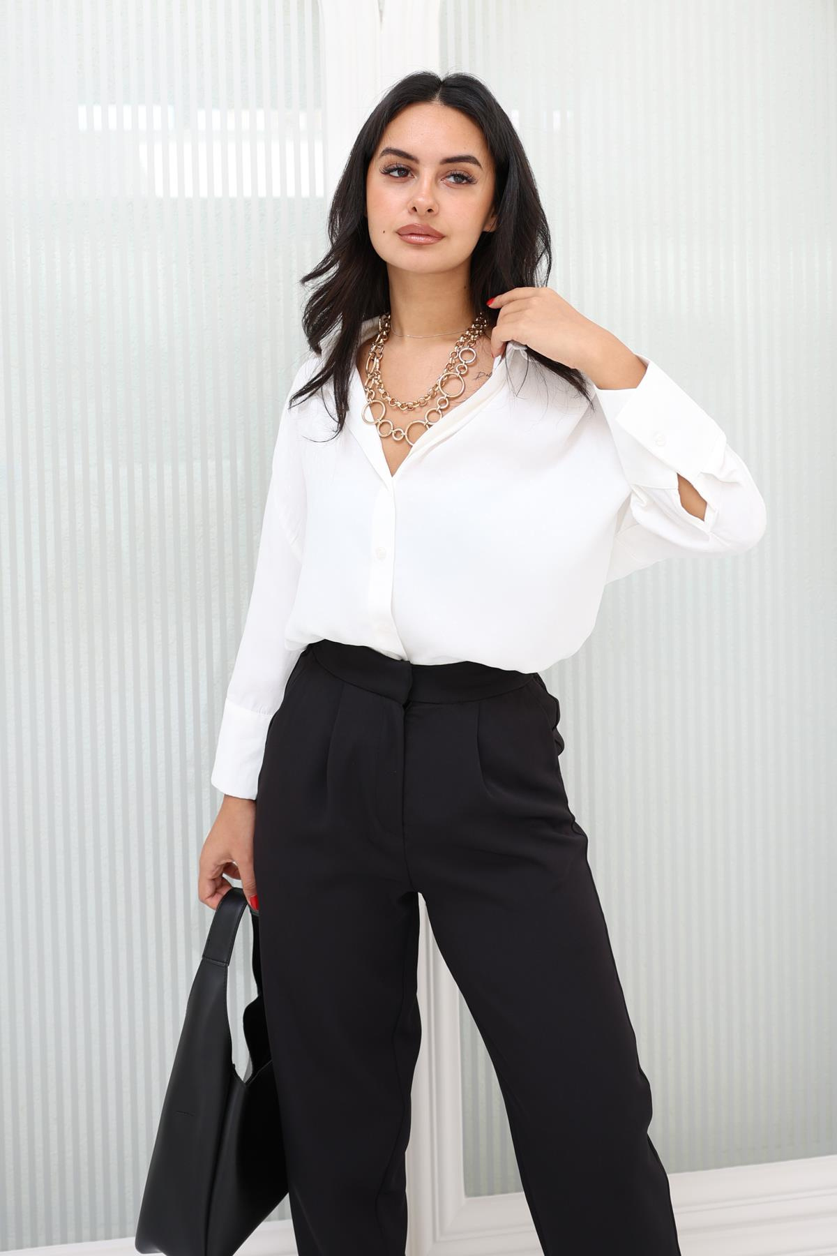 Elysian Store-Kendinden Yıldız Desenli Salaş Kalıp Viscon Gömlek